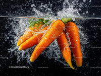 Fresh Carrots Splashing Water with Vibrant Orange Color