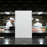 Blank Menu Stand in Modern Sushi Restaurant Counter