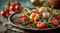 Fresh Cherry Tomato and Arugula Salad with Soft Boiled Eggs