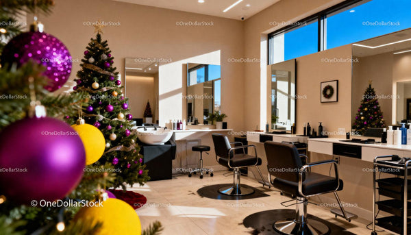 Nowoczesny Salon Fryzjerski Udekorowany Świąteczną Choinką