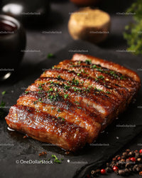 Juicy Grilled Barbecue Ribs on Stone Background