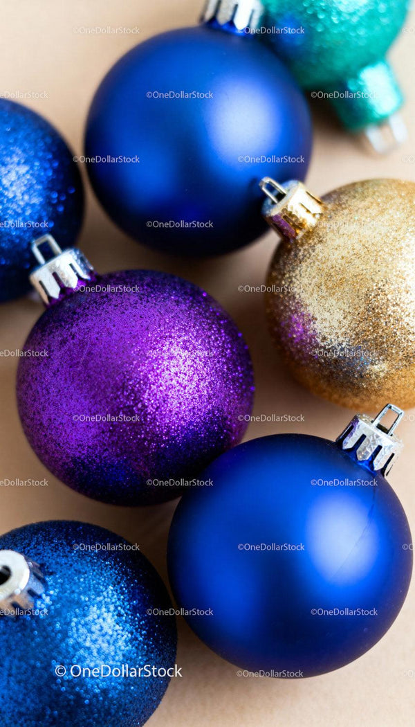Colorful Glittery Christmas Tree Ornaments Arrangement