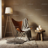 Cozy corner with leather chair and warm lighting