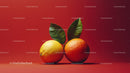 Vibrant Citrus Fruits with Green Leaves on Red Background