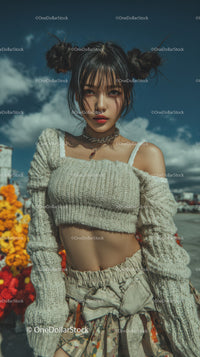 Stylish Young Woman with Edgy Street Style on Sunny Day