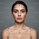 Facial Acupuncture Points Mapping on a Woman's Face for Beauty and Wellness