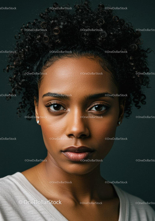 Pewna siebie młoda kobieta z naturalnie kręconymi włosami - portret