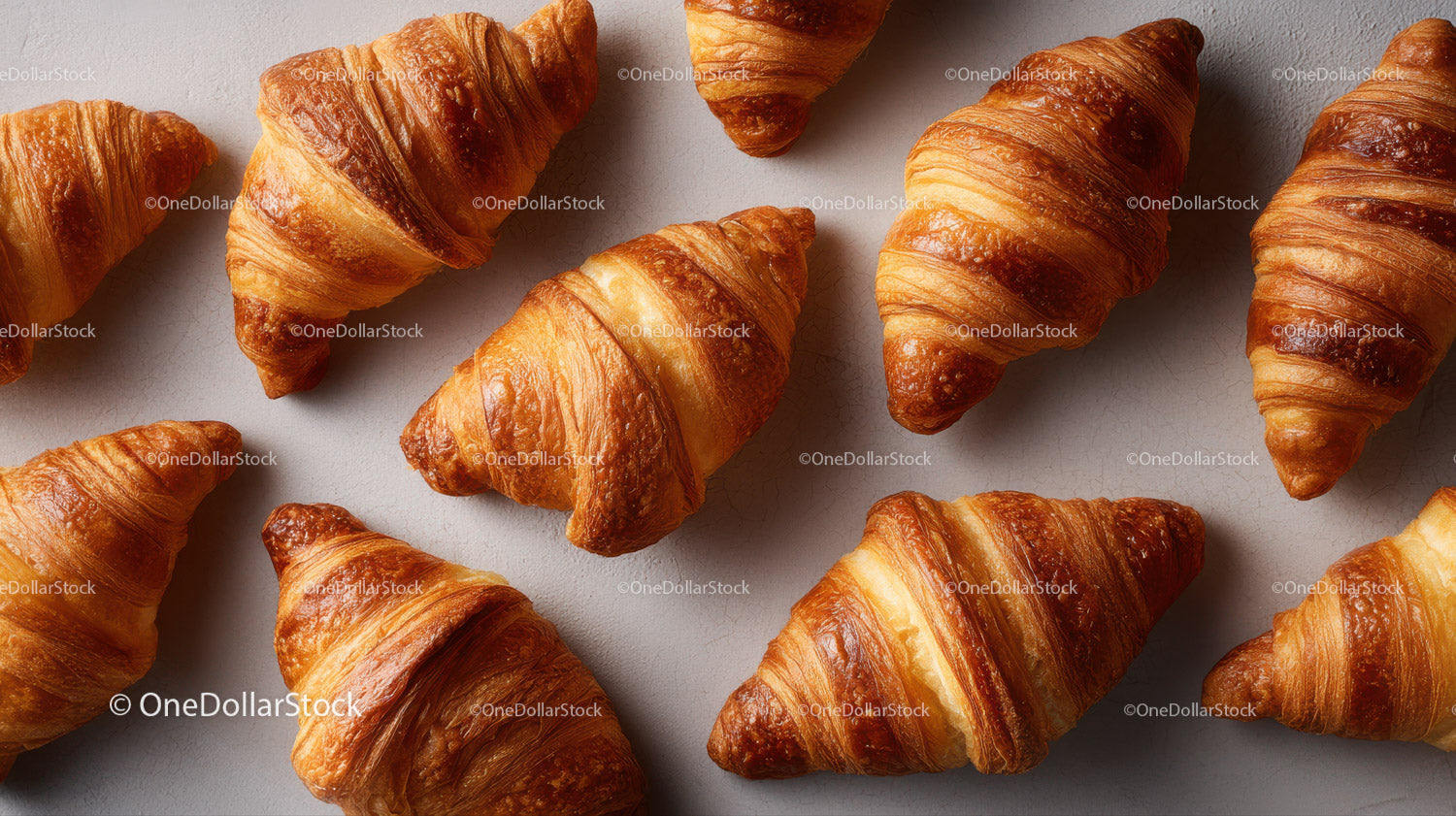 Fresh Croissants with Flaky Layers in Bakery Setting