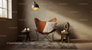Cozy corner with leather chair and soft cushion