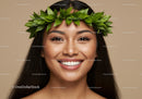 Smiling young woman with natural leafy crown