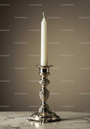 Elegant Silver Candle Holder on Marble Surface for Home Decor