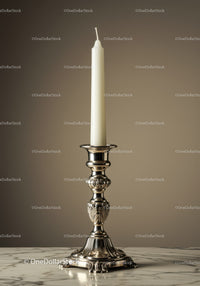 Elegant Silver Candle Holder on Marble Surface for Home Decor