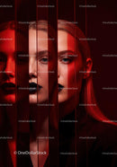 Futuristic Female Portrait with Red Lighting and Dark Makeup Stock Photo Bundle preview 26