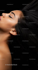 Profile of serene woman with long flowing dark hair