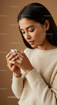 Elegant Woman Applying Moisturizer for Healthy Skin Skincare Routine