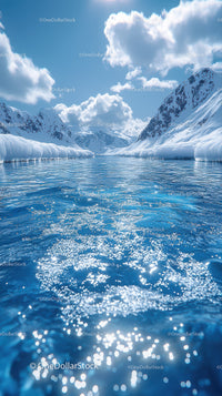Spectacular Snow-Capped Mountain Lake Under Bright Blue Sky