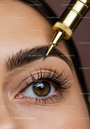 Close-up of Eyebrow Tattooing Procedure on Woman with Brown Hair