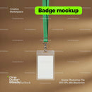 editable PSD mockup for Badge on green lanyard