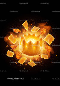 Golden Snack Cracker Exploding with Crispy Pieces