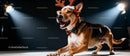 Happy dog wearing reindeer antlers and festive bow tie