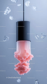 Modern Black and Pink Lamp with Pink Smoke Artistic Lighting