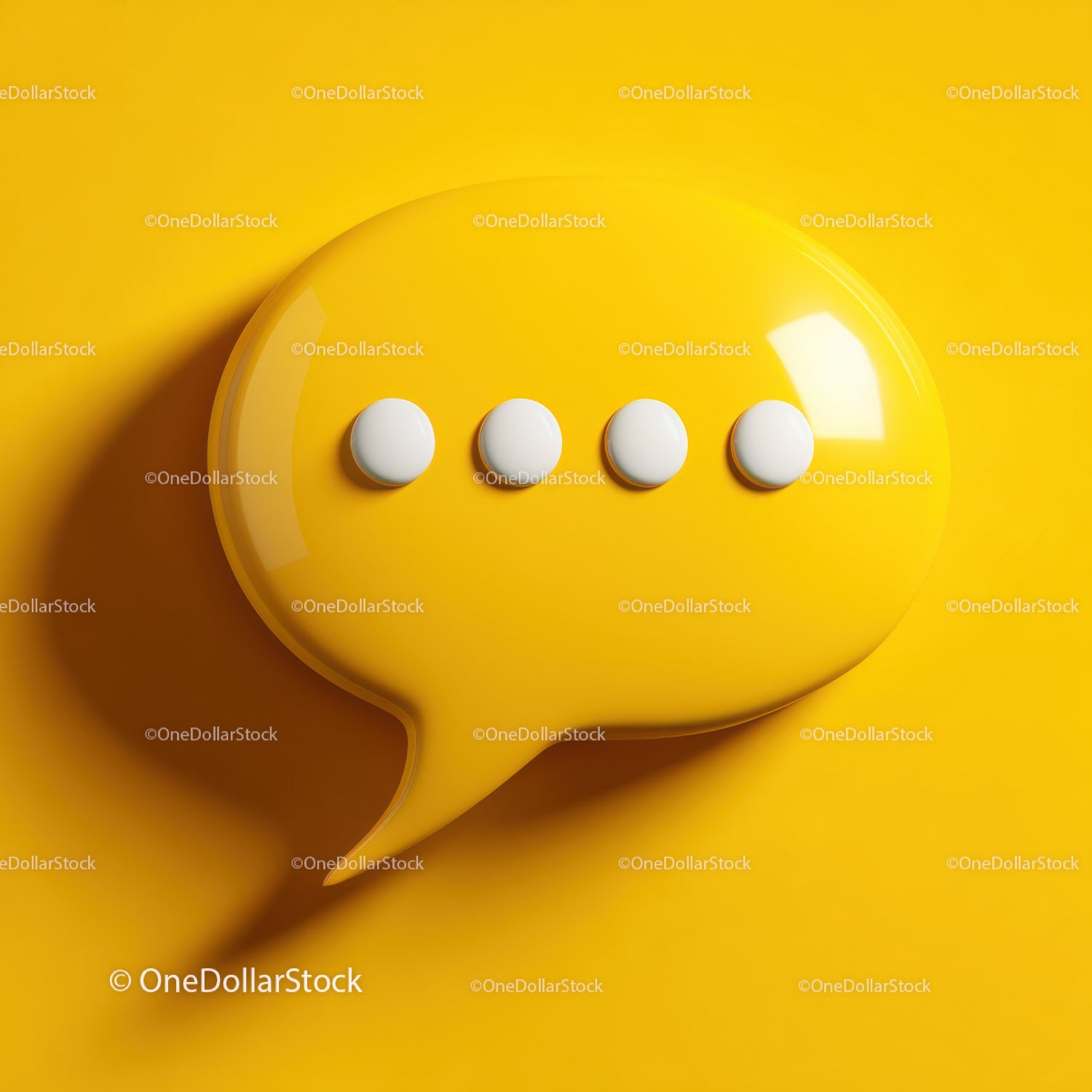 Modern Speech Bubble with Yellow Buttons on Bright Yellow Background