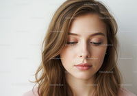 Elegant Portrait of a Young Woman with Soft Makeup and Natural Glow