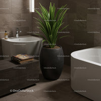 Stylish Modern Bathroom with Green Indoor Plant and Contemporary Decor