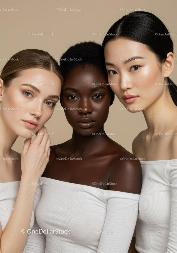Diverse Women Portrait in Studio Showcasing Natural Beauty and Confidence