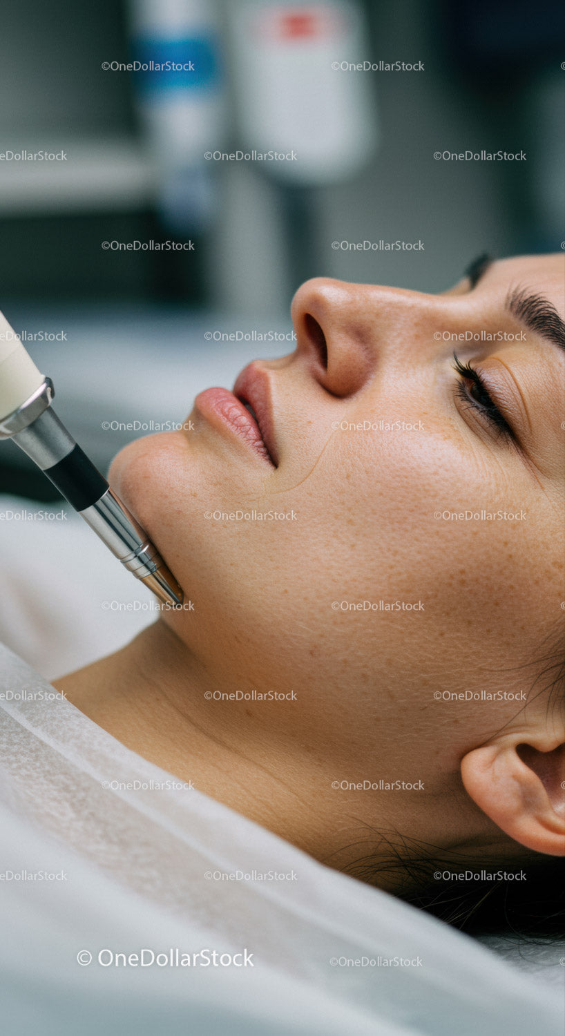 Woman Receiving Facial Treatment in Dermatology Clinic