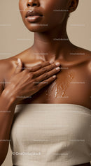 Elegant Woman with Flawless Skin and Natural Makeup in Beige Top