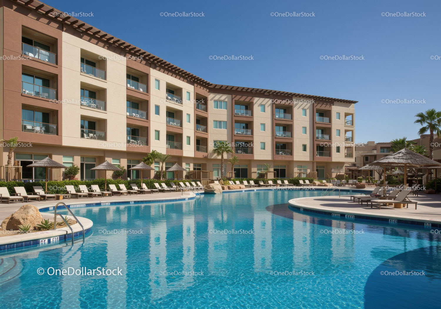 Luxurious Resort with Large Swimming Pool and Lounge Area