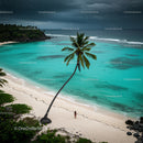 Serene Tropical Beach with Palm Tree and Turquoise Waters