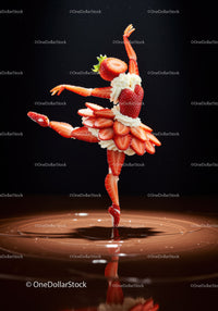 Creative Strawberry Ballerina Dancing on Chocolate Surface