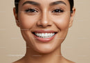 Closeup of smiling woman with clear radiant skin