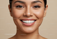 Closeup of smiling woman with clear radiant skin