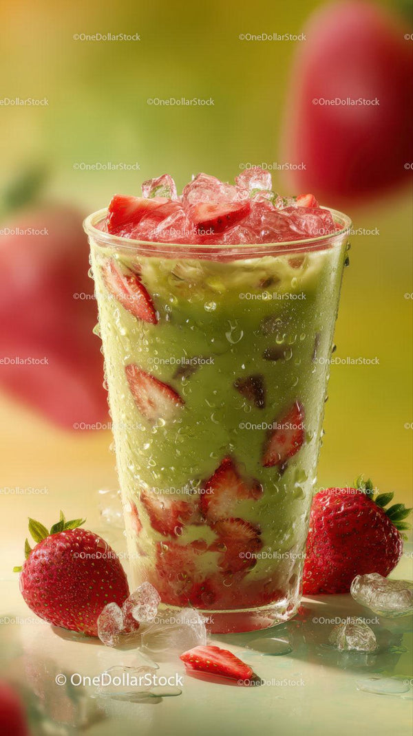 Vibrant Fruit Infused Drink with Strawberries and Kiwi in a Tall Glass