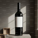 Elegant wine bottle with blank label in natural light