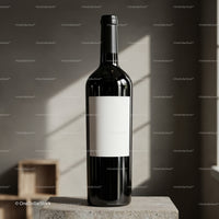Elegant wine bottle with blank label in natural light