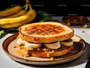Banana and Peanut Butter Toast Sandwich on a Plate