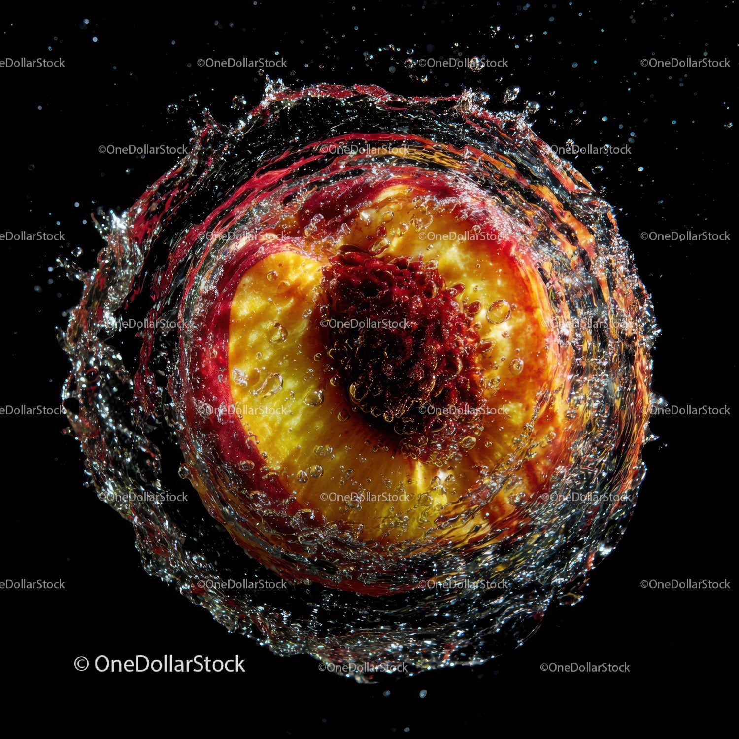 Juicy Peach Splash in Water with Vibrant Colors and Fresh Look