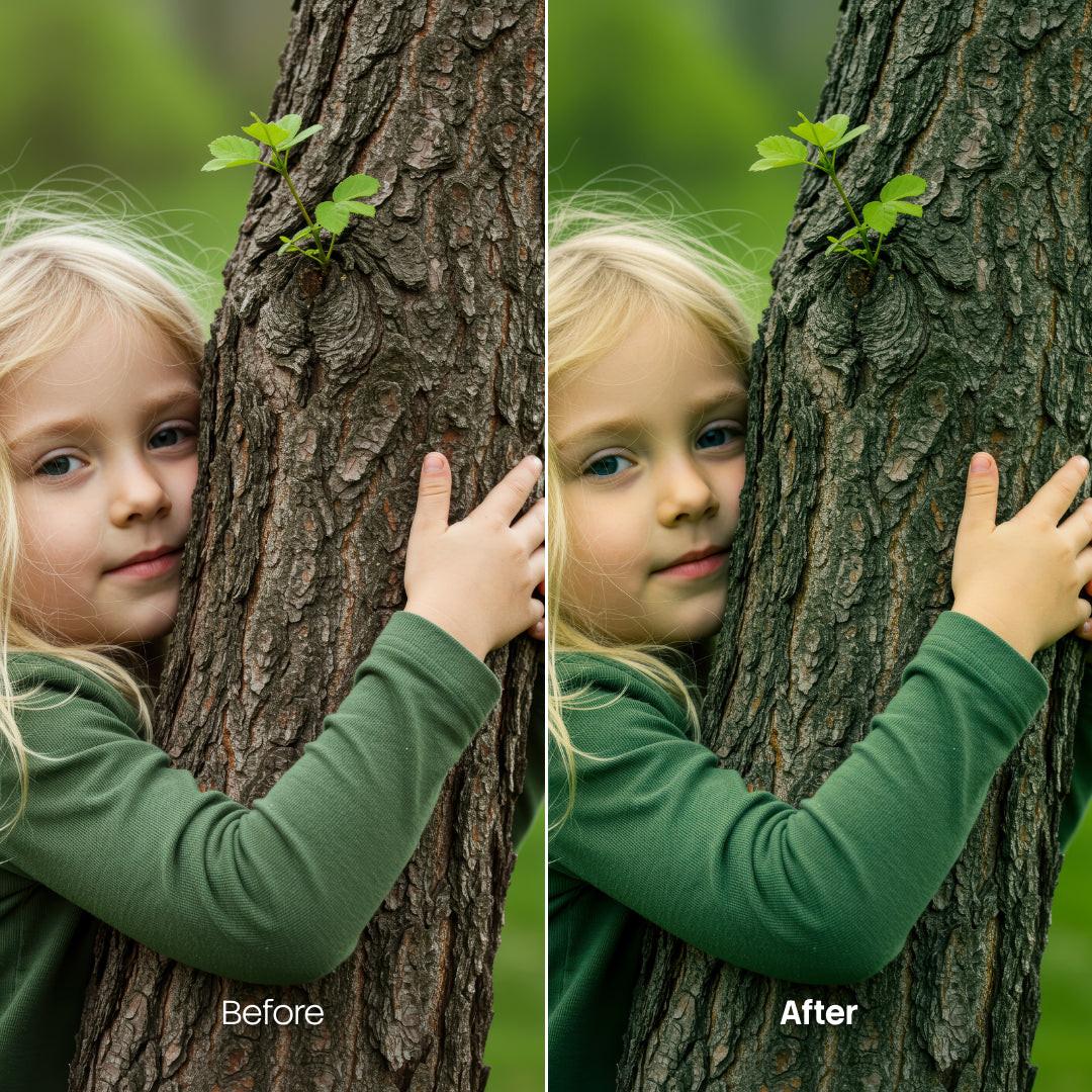 Before and after Nature LUT Pack effect