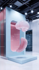 Pink Inflatable Sculpture in Contemporary Art Gallery Interior