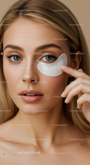 Young Woman Applying Under Eye Mask for Skincare and Relaxation