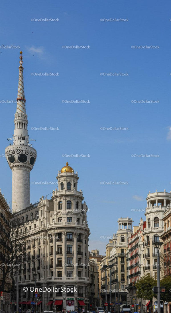 Elegant Historic Buildings and Tower in European City Skyline