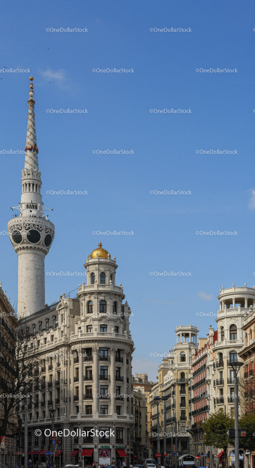 Elegant Historic Buildings and Tower in European City Skyline