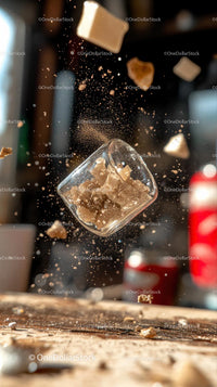 Dynamic Baking Scene with Flour and Dough in Action