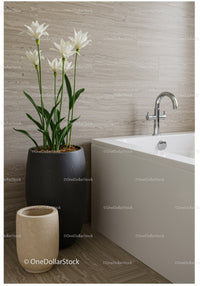 Elegant White Lily in Modern Bathroom with Neutral Decor