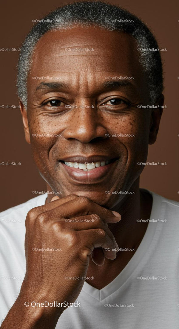 Close-Up of Smiling Elderly Man with Gray Hair and Warm Expression