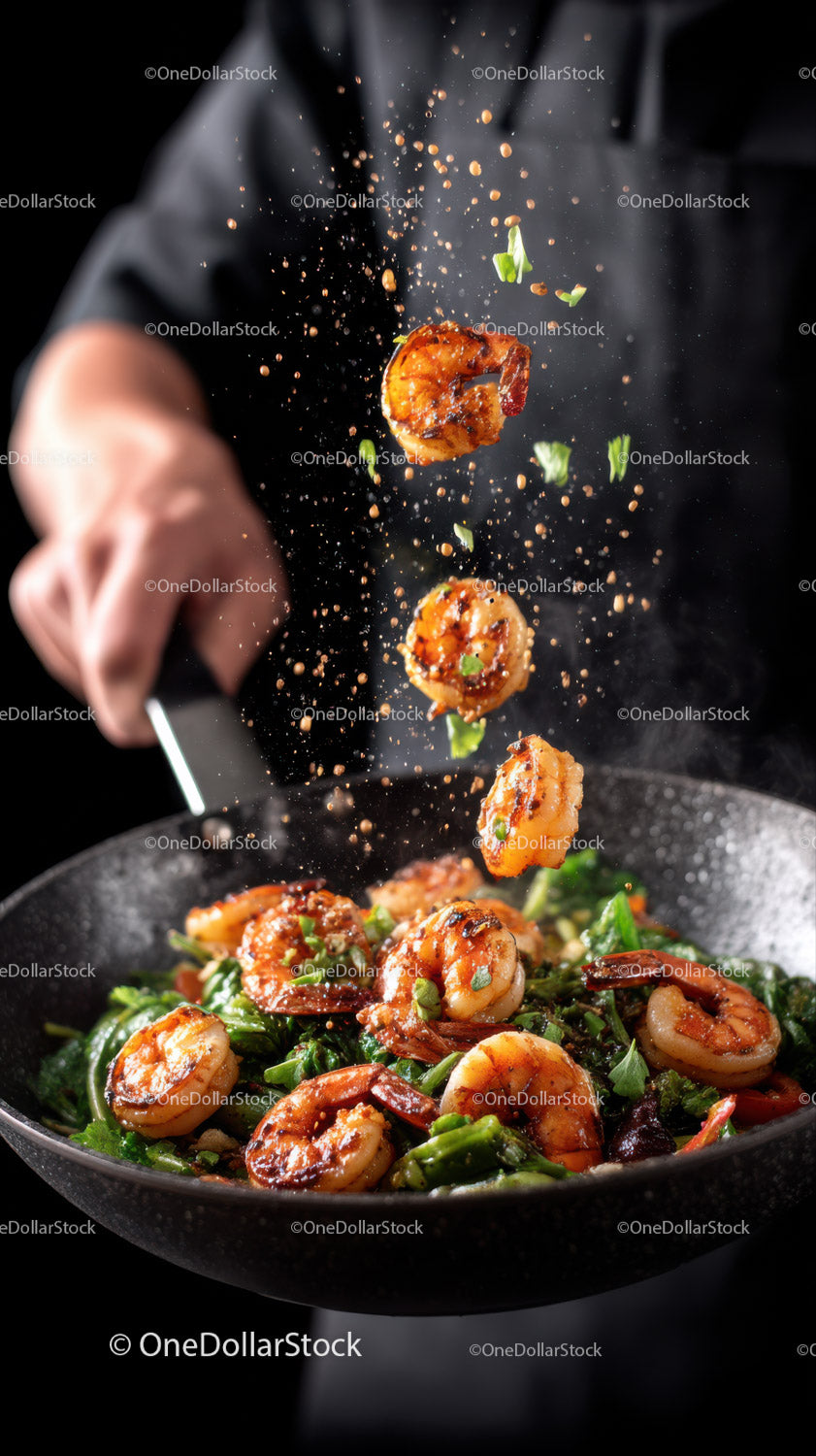 Seafood Stir Fry with Shrimp and Sautéed Vegetables